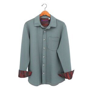 NWT Robert Graham Barbon Alley Quilted Overshirt Flip Cuff Grey Shirt Jacket M